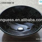 Black color wash basin/dark color sink/Modern glass basin (GS33-RHC18)/GUESS GS33-RHC18