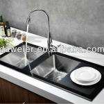 GTB12050R New arrival stainless steel crystal glass surface kitchen sink GTB12050R