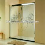 HPKY02 8MM Tempered Graphic Pattern Glass Double Sliding Shower Door For Bathroom HPKJ02