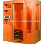 luxury wood with medical stone fir Far Infrared Sauna Room for 4 persons S097