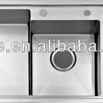 Stainless Steel Double Bowl Sink With Drain Board ADTR1-7851