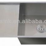 Zero radio and R10 top mount and undermount single bowl with drain board handmade stainless steel kitchen sink MS503