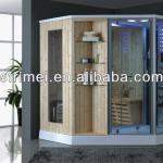 1800*1800*2150mm Radio CD Connection Acrylic Dry&amp;Wet Solid Wood Steam Room Panel With Transom Windows Steam Shower Room K-7122 K-7122