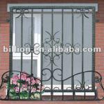 2012 china manufacturer hebei factory painting hand hammered forged iron window guard factory forged iron window guard