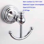 2013 Hot Sale Bathroom Sets/ Wall Copper Bathroom Double Robe Hook OJ-Y9111AH