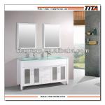 2014 classic double sinks bathroom vanity with glass basin T9120C