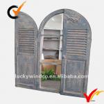 Antique Wooden Frame Shutter With Mirror L19W11092