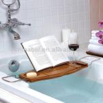 Bathtub Caddy Shower Natural Bamboo Book Wine Organizer Shelf JZ401