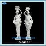 Beautiful Girl Statue Carved White Stone Column JS-CM021