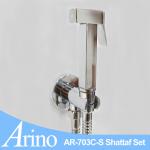 Bidet Spray Set with Safety Stop Valve Handheld Square Bidet Mixer AR-703C-S