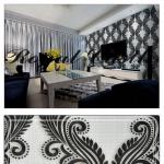 black and white color classic design deep embossed vinly 3D wallpaper made in china royal castle 18