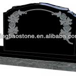 Black granite cemetery headstone photo DH-B-140114-15