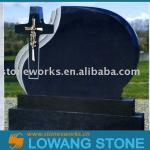 black granite headstone with cross LW13-046