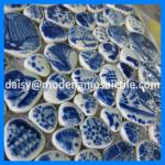 cheap chinese white and bule mosaic sheet tile for garden YP-1012