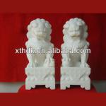 China style factory carved pure white stone lions statues HY-D216