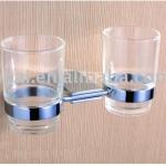 Chrome Polished Brass And Glass Double Tumbler Holders (1510) 1510