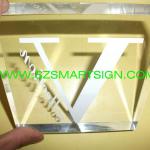 clear acrylic silk screen printed standing desk trophy sign SM-004