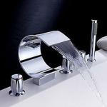 Contemporary Waterfall Tub Faucet with Hand Shower (Curved Shape Design) 0147 RZ1005