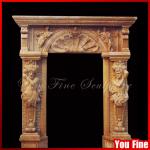 Decorative hand carved natural stone door surround YFZMGF-2