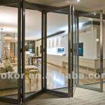 Double glazing aluminium bifold door / double glazed aluminum folding door