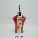 EA0110A elegant design transparent red handpaint flower design bathroom lotion pump EA0110A