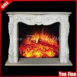 Elegant natural indoor white stone fireplace YF-14-20