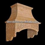 European white travertine stone kitchen hood QF-Alice-H001