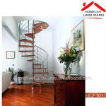 Fashion and concise stainless steel with wood interior spiral staircase suitable for villa or home HL2-3011