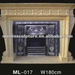 Flower carving beige marble fireplace surround marble ML-17