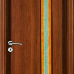 Fusing Glass Interior Laminated Walnut Wooden Door T-310