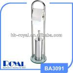 Glass botton toilet brush and paper holder BA3091