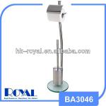 Glass botton toilet brush and paper holder BA3046