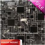 Glass mix polish marble mosaic black tiles HG-Y001 HG-Y001