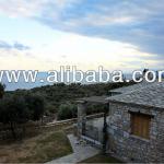 Greece-Thassos island:Land for sale near sea, incl 2 bungalows natural stone furnitured bungalow