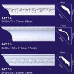 Guangzhou High Quality PU Ceiling Cornice for Home Decoration Interior &amp; Exterior A2114 A2115 A2116