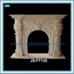 Hand Carved Natural Stone Luxury Fireplace Mantel With Flower Sculpture JS-FP135