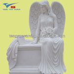 Hand Carved White Marble Angel Tombstone TBS58