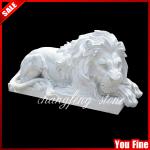 Handcarved white big stone lion statue YF-S-24