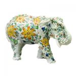 Handprinted Flower Fingerhut Elephant Statue cc00470