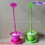 HF-BS014 New Cheap Unique Flower Design Plastic Bathroom Decorative Toilet Brush With Holder HF-BS014