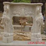 High Quality Beige Marble Fireplace Design in Stock,Marble Fireplace LIGA-FP-015