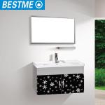 hotel style stainless steel black cabinet bathroom vanity sets B8046