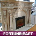 Indoor Beige Hand-carved Marble Fireplace FE-FP015