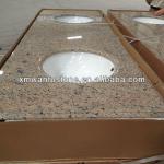 New Giallo Veneziano Bathroom Vanity Top with ceramic sinks installed WF Vanity Top