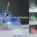 Single hole basin glass LED faucet WST-1696-5