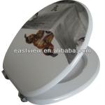 soft closing Printed MDF Toilet Seat cover square flap wc 08EV210802