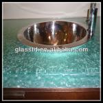 Textured one piece bathroom sink and countertop Textured glass