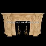 Vintage Freestanding Beige Marble Fireplace Surround in Parthenon Style BF11-0122a BF11-0122a