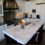 White Marble prefab island kitchen countertops Carrara White