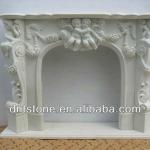 white stone carving fireplace,flower carved fireplace mantel FP1